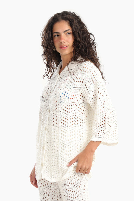 Stylish Fishnet Pattern Beach Shirt