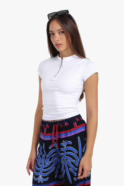 Ribbed Seamless Half Zip Top