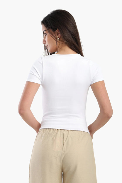 Microfiber Ribbed T-Shirt – White