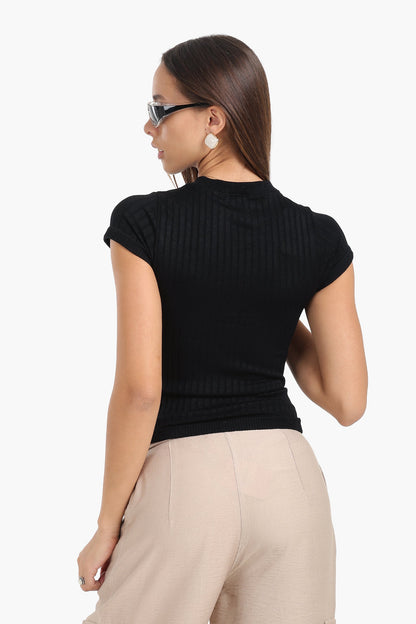 Ribbed Seamless Half Zip Top