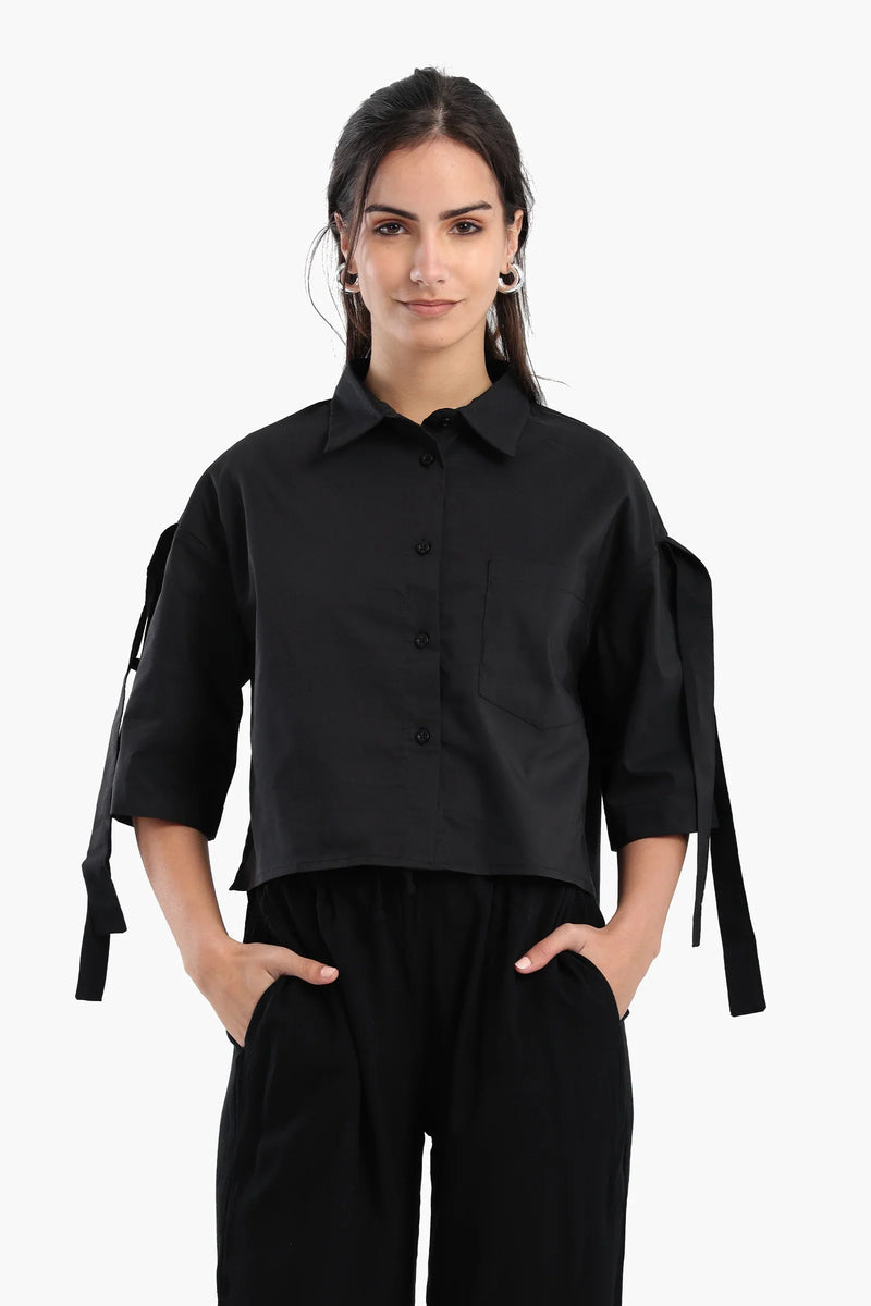 Cotton Solid Classic Shirt – Black