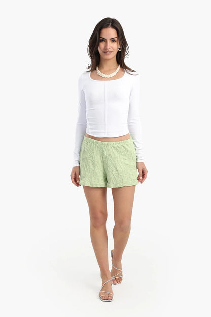 Polyester Ribbed Beach Shorts - Lime