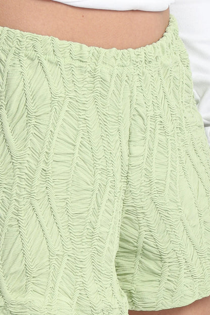 Polyester Ribbed Beach Shorts - Lime