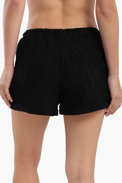 Polyester Ribbed Beach Shorts - Black