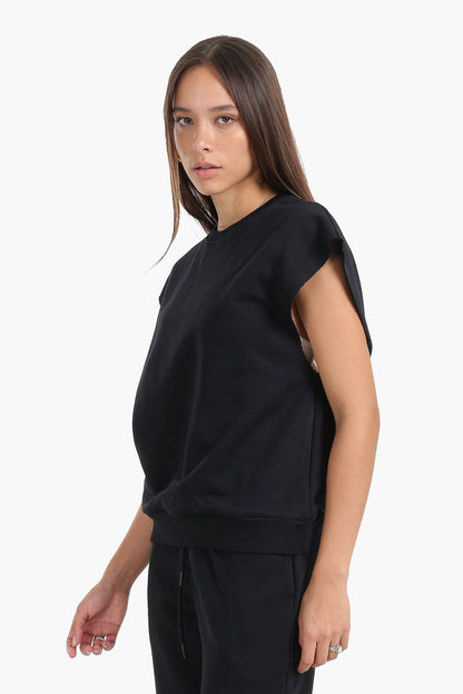 Milton Solid Open-Back Lounge Sweatshirt – Black