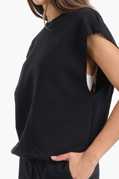 Milton Solid Open-Back Lounge Sweatshirt – Black