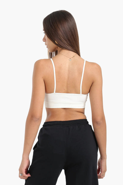 Polyamide Blend Solid Keyhole Slip-On Bra - Off White