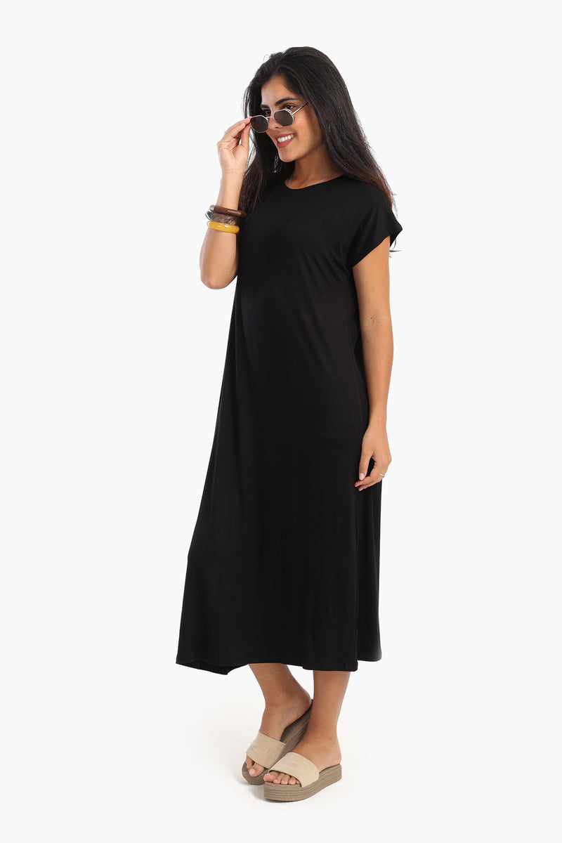 Solid Viscose Midi Dress