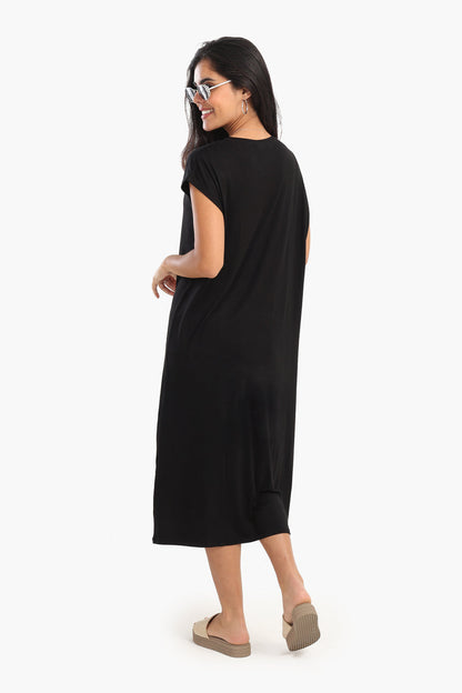 Solid Viscose Midi Dress
