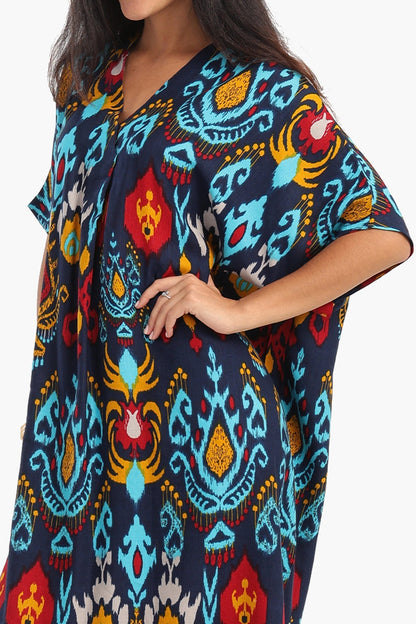 Printed V-Neck Midi Dress