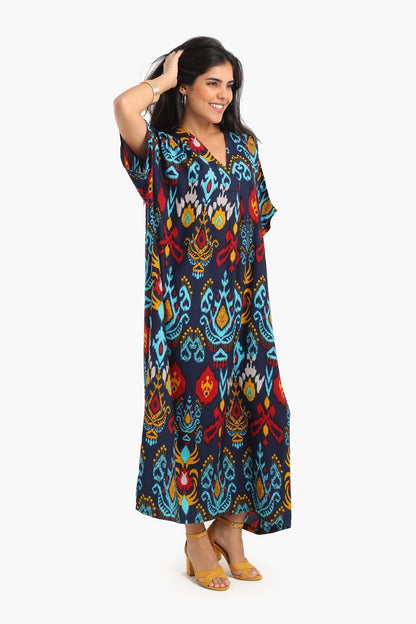 Printed V-Neck Midi Dress