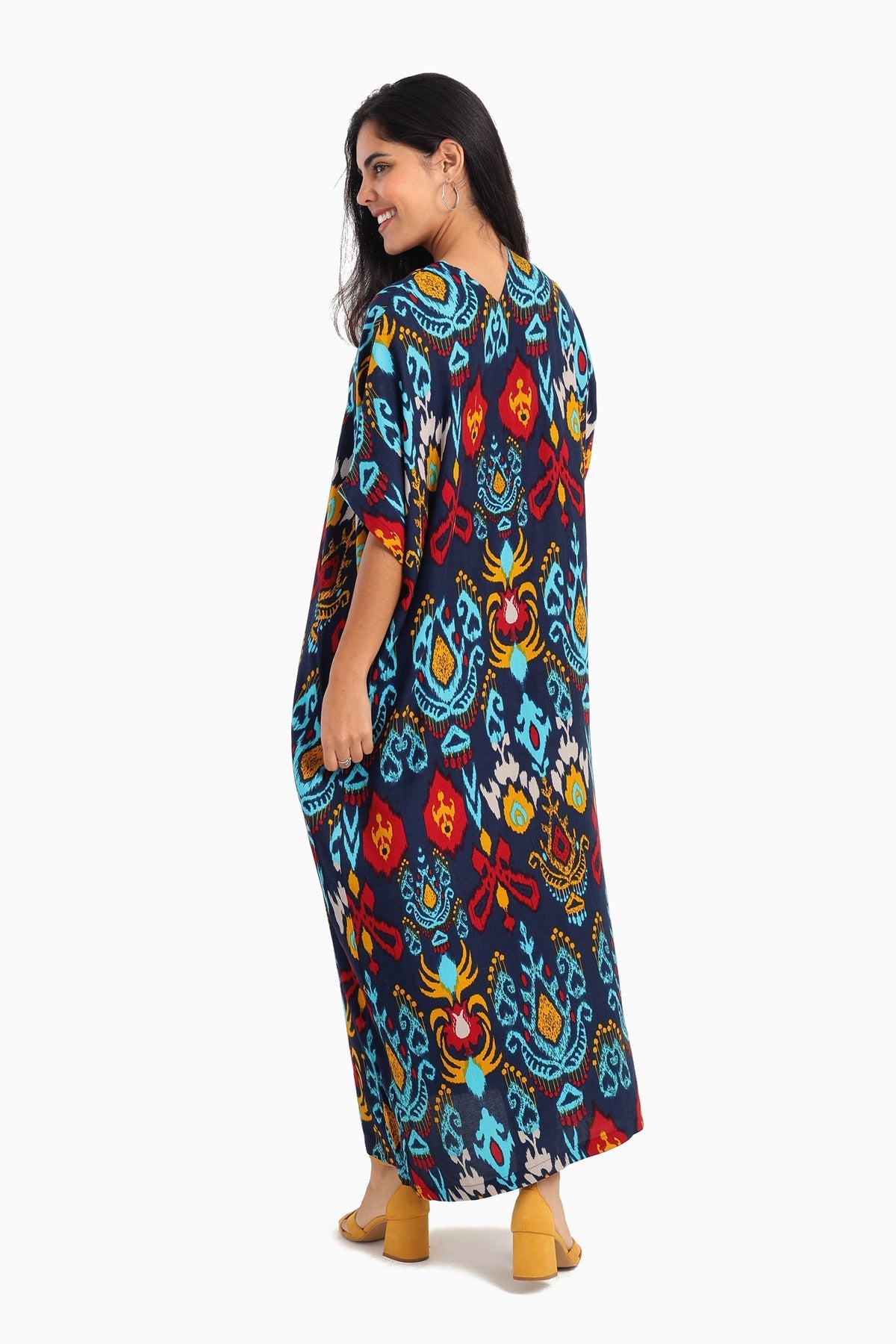 Printed V-Neck Midi Dress
