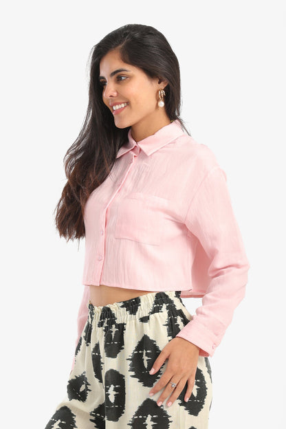 Effortless Cropped Shirt - Rose