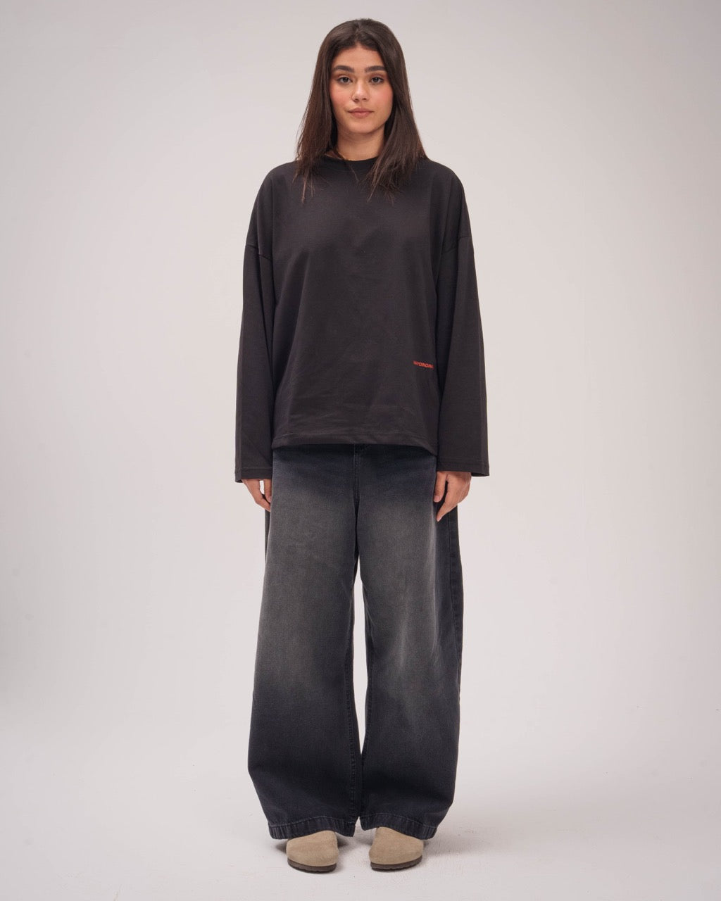 Unisex Washed Black Super Baggy Jeans