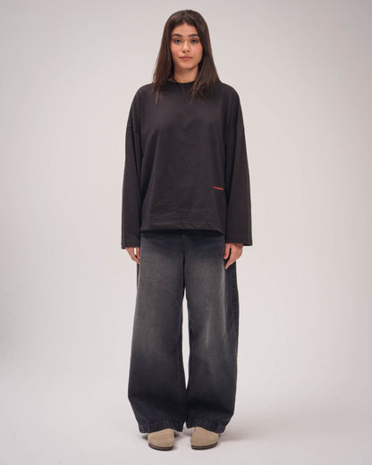 Unisex Washed Black Super Baggy Jeans