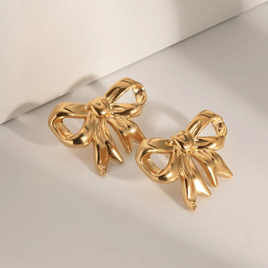 Gold-Plated Bowknot Earrings