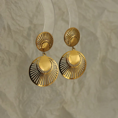 Gold-Plated Circular Design Earrings