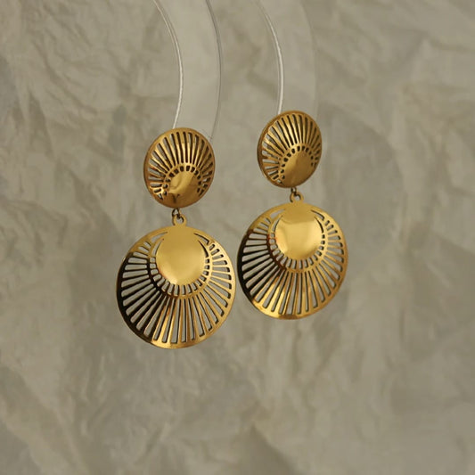Gold-Plated Circular Design Earrings