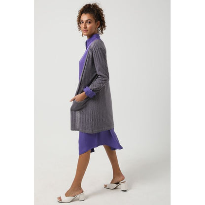 Self Striped Cardigan - Grey