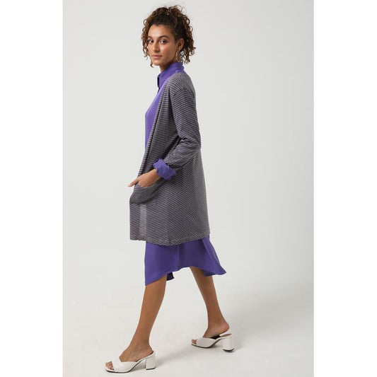 Self Striped Cardigan - Grey