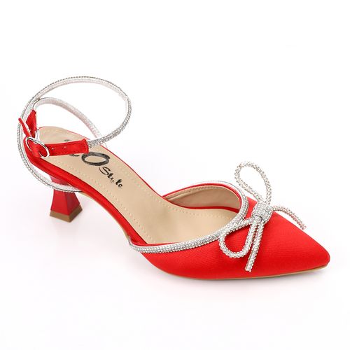 Satin Bow Classic Shoes - Red