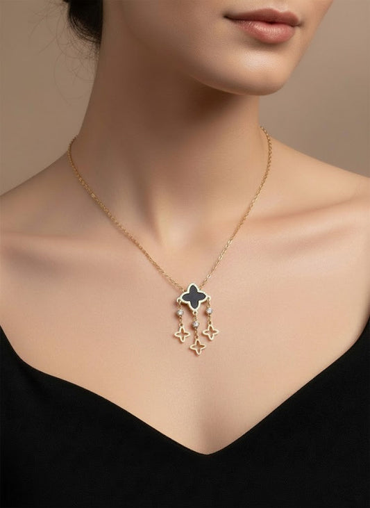 Stainless Steel Clover Pendant Necklace – Gold