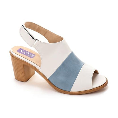 Faux leather Bi-Tone Block Heel Sandals - Multicolor