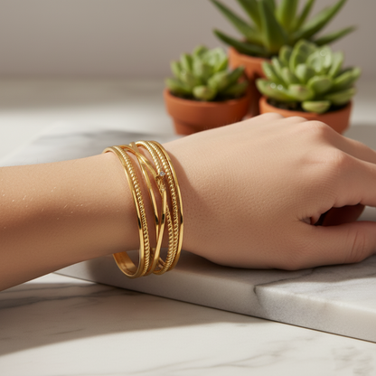 Stainless Steel Multi-shape Bracelet – Gold