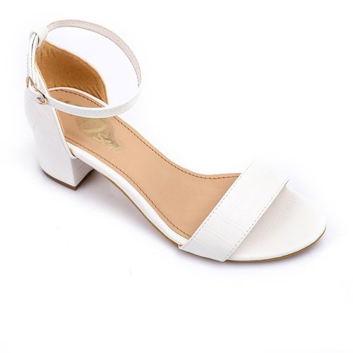 Faux Leather Ankle-Strap Sandals - White