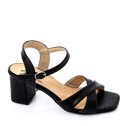 Faux Leather Open-Toe Cut-Out Block Heel Sandal