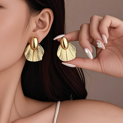 Gold-Plated Shell Design Earrings