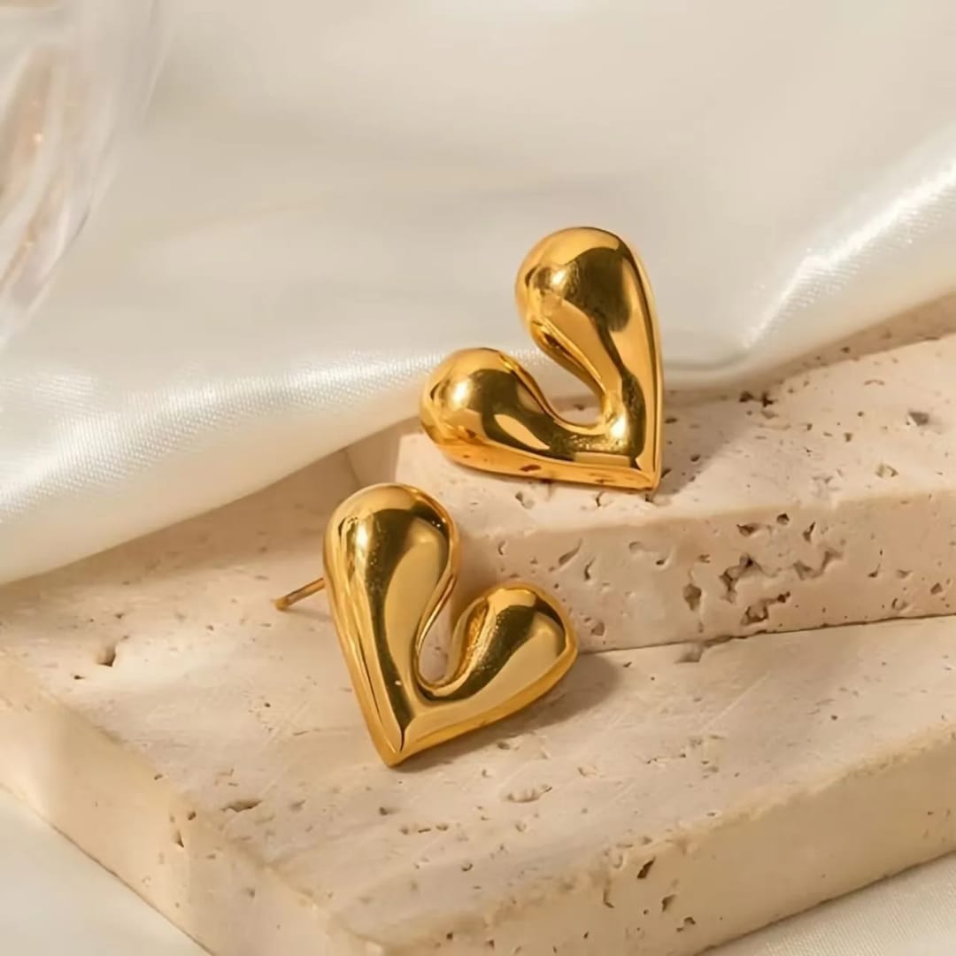 Gold-Plated Heart-Shaped Earrings