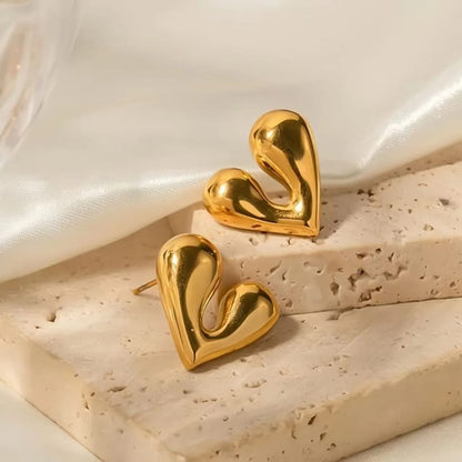 Gold-Plated Heart-Shaped Earrings