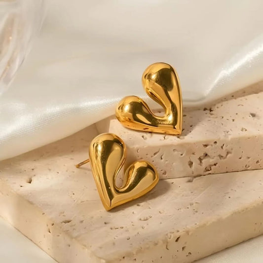 Gold-Plated Heart-Shaped Earrings
