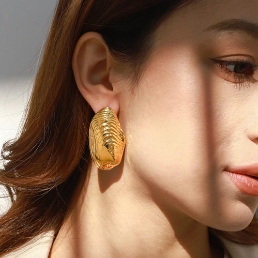 Gold-Plated Shell-Shaped Earrings