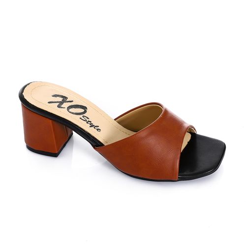 Faux Leather Heeled Slippers - Havan