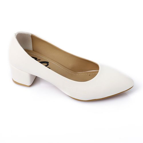 Faux leather Classic Heeled Shoes - White