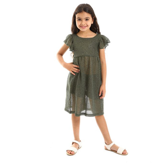 Ruffles Shoulders Stitched Girls Dress