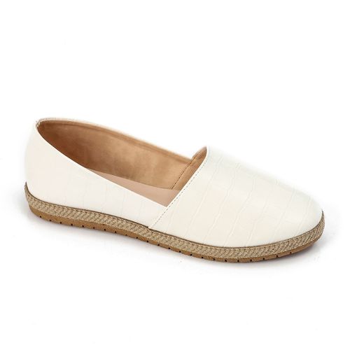 Faux Leather Flat Ballerina - White