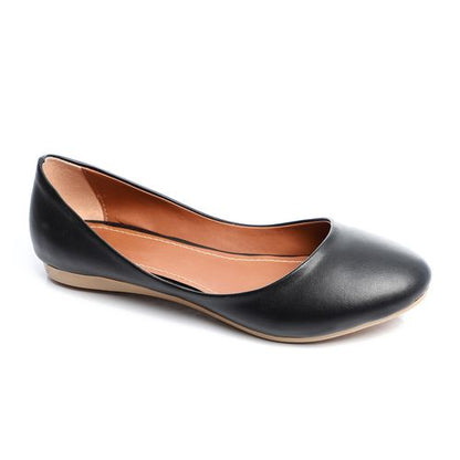 Faux Leather Ballet Flats – Black
