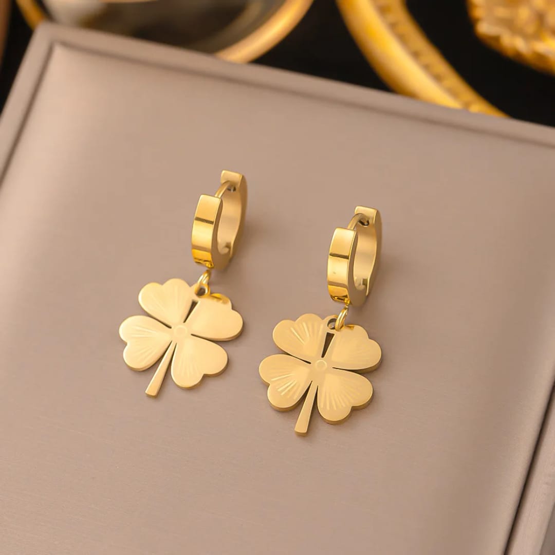 Gold-Plated Clover Star Earrings