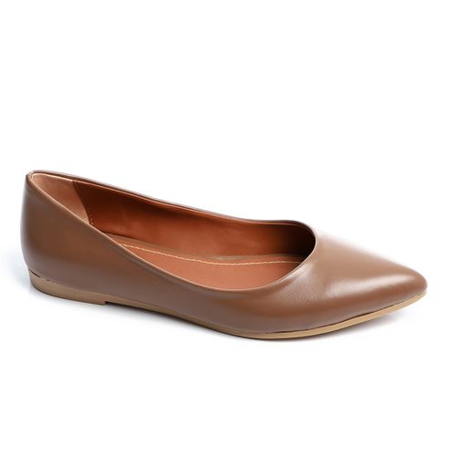 Faux Leather Ballet Flats – Coffee
