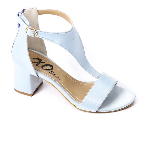 Faux Leather High Heeled Sandal - Baby Blue