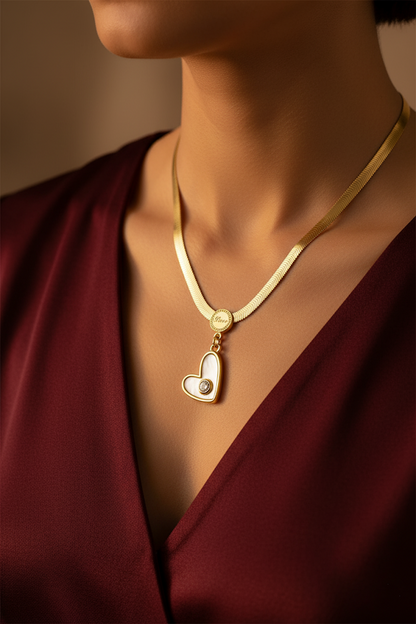Stainless Steel Heart Pendant Necklace – Gold