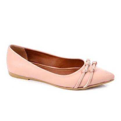 Faux Leather Knotted Pointed Flats – Pink