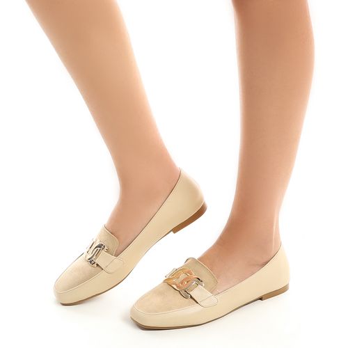 Faux Leather Comfortable Shoes - Beige