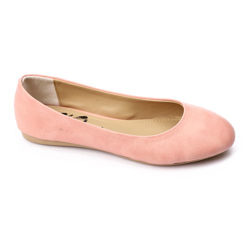 Faux Leather Round Toe Ballet Flats – Pink