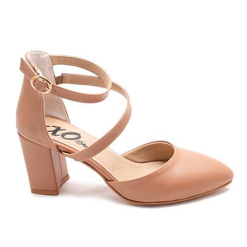 Ankle-Strap Block Heels - Café