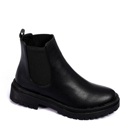 Faux Leather Classic Chelsea Boot - Black