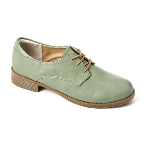 Faux Leather Lace-Up Oxford Shoes – Light Green